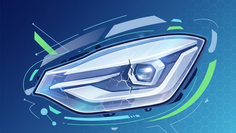 Прозрачная защитная пленка на фаре автомобиля, иллюстрация трендов самовосстанавливающихся покрытий 2026 года.