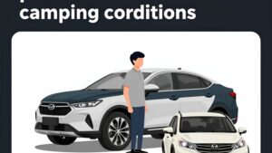 Процесс очистки защитной пленки фар Volkswagen Golf в условиях кемпинга от АвтоМаг Кемпинг